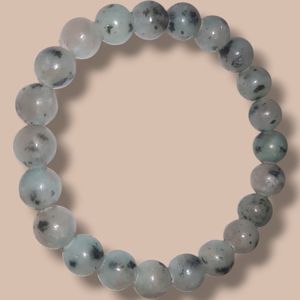 Kiwi Jasper 8mm‎ Beaded Stretch Bracelet Natural Green Gray Stone